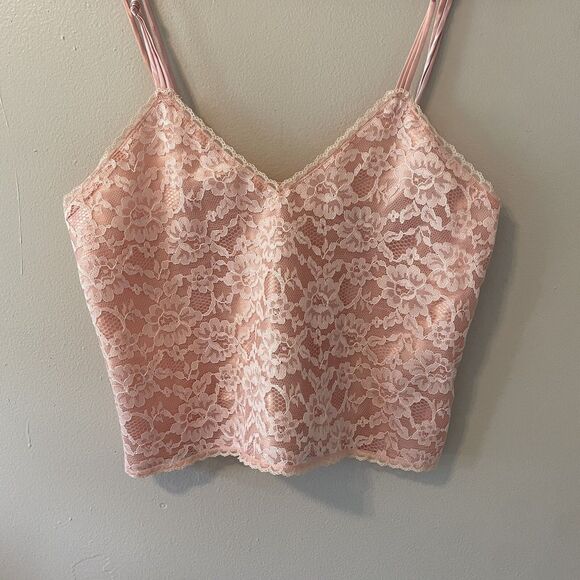 Victoria’s Secret Gold Label Lace Baby Pink Tank Sz M - Picture 2 of 5